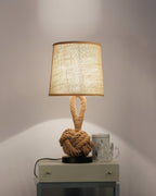 Lumenara Rustic Hemp Rope Table Lamp With Linen Shade And E27 Socket