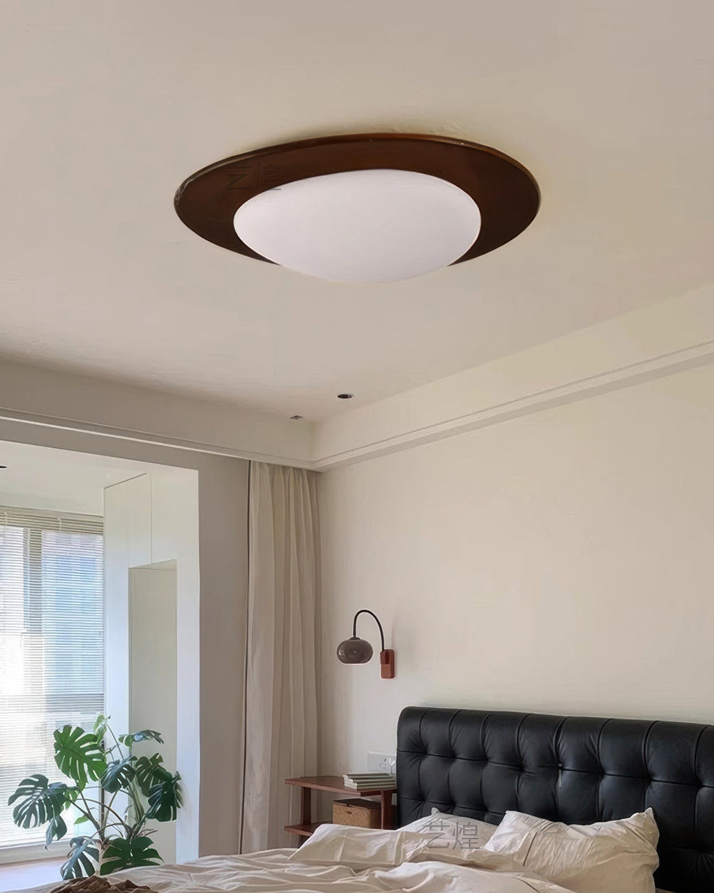 Nyra Nordic Pebble Wood Grain LED Ceiling Light for Scandinavian Interiors