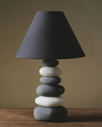 Liora Ambient Fabric Table Lamp With Stone Effect Ceramic Base And Soft Shade