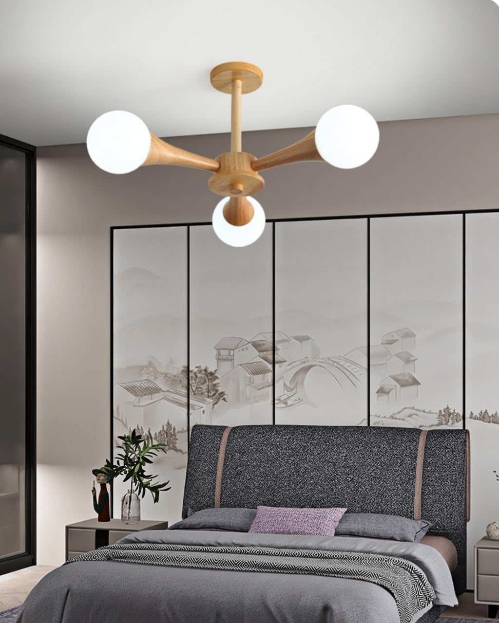 LumaHaven Nordic Walnut Minimalist Pendant Light With Adjustable Warm Glow