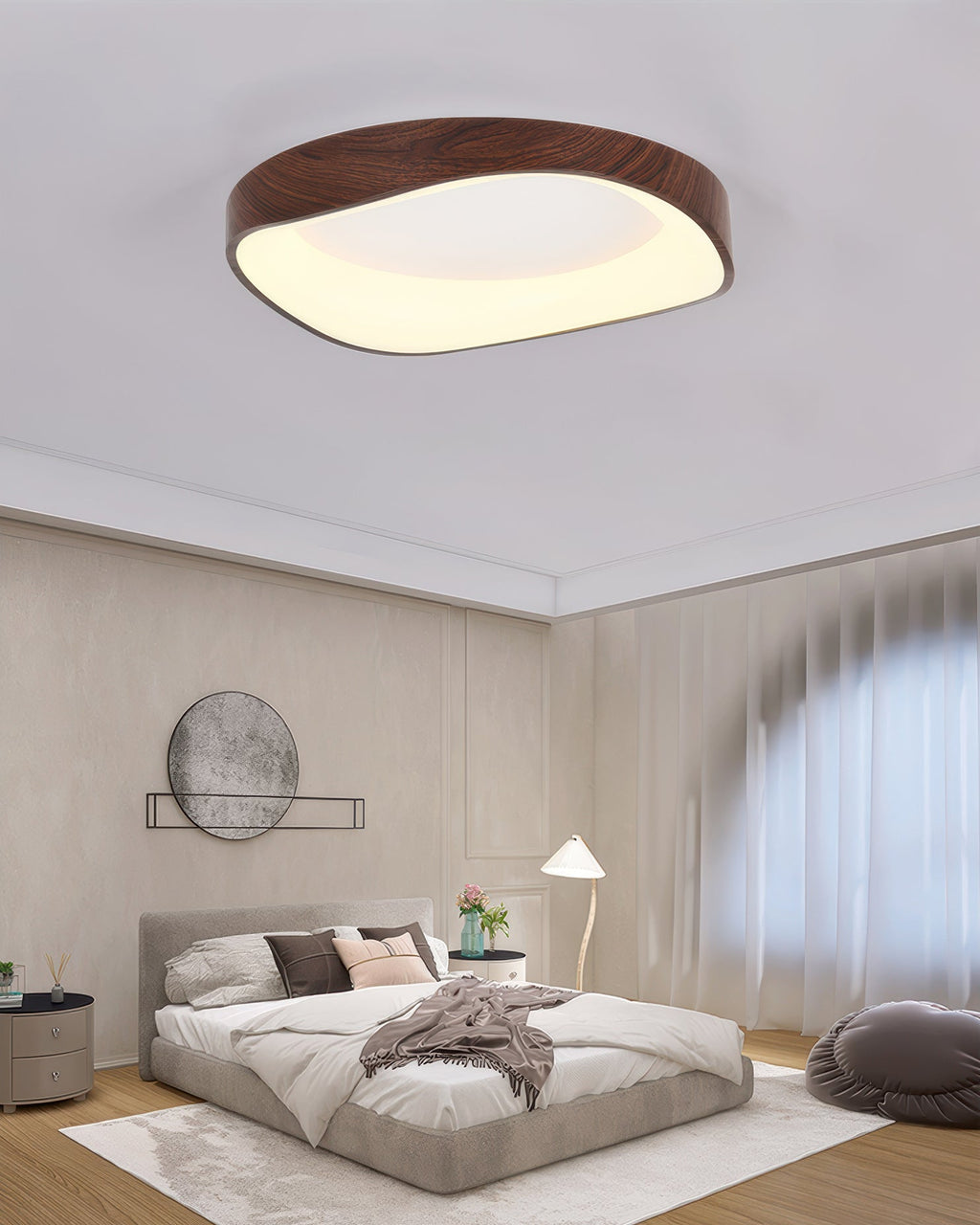 Solvren Nordic Wood Grain LED Ceiling Light For Living Rooms And Bedrooms