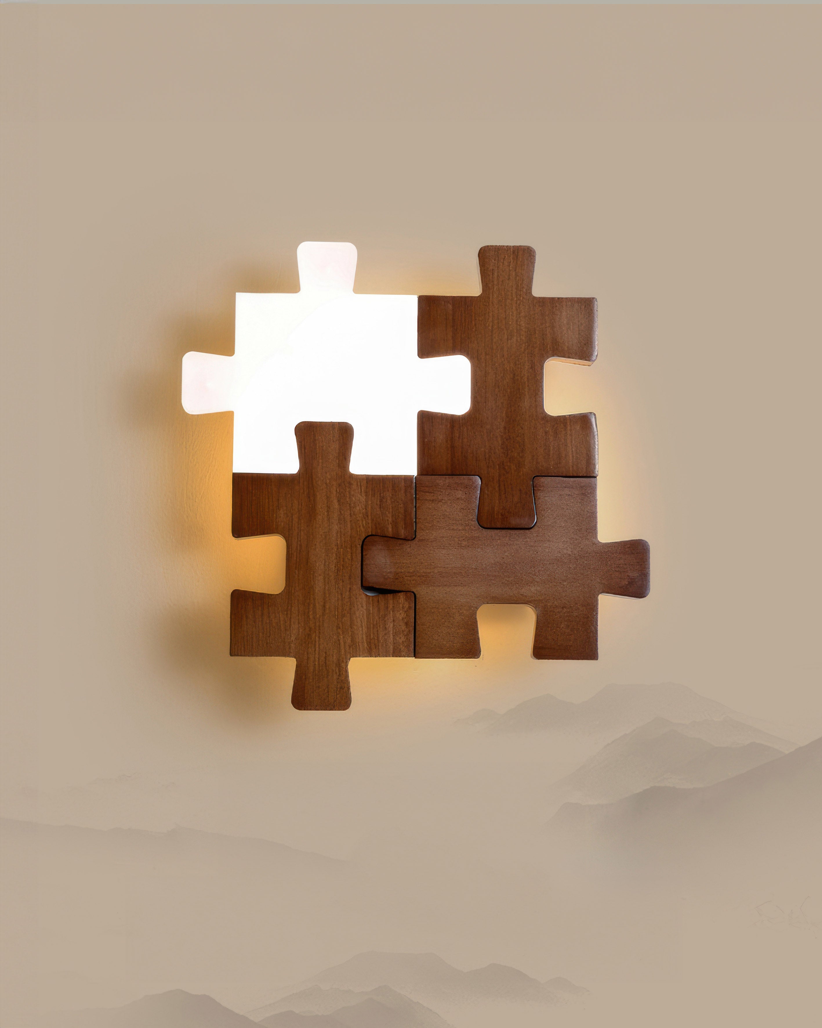 SylvaOak Wood Puzzle LED Wall Sconce Nordic Minimalist Style