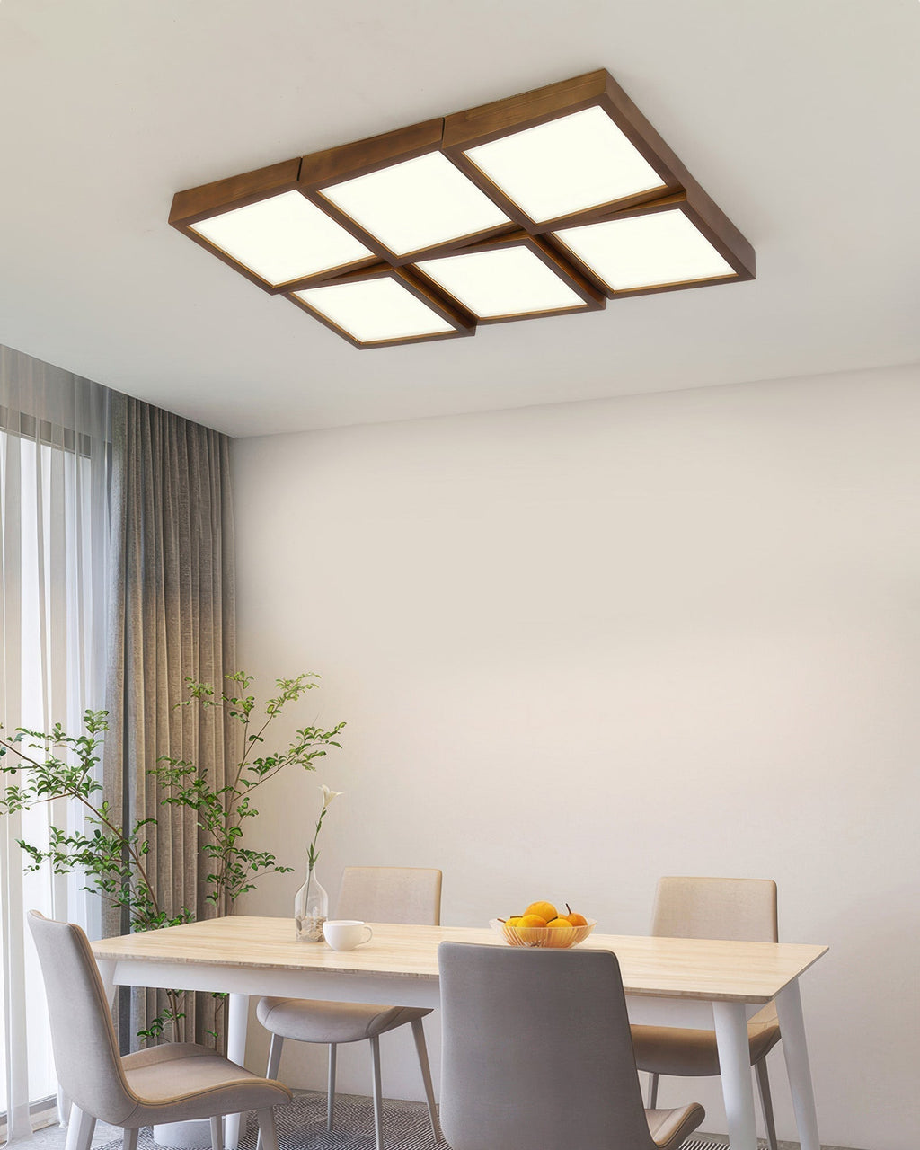 Aurea Walnut Ceiling Light With Natural Log Body And LED Fixture