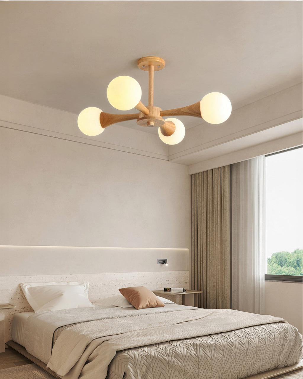 LumaHaven Nordic Walnut Minimalist Pendant Light With Adjustable Warm Glow
