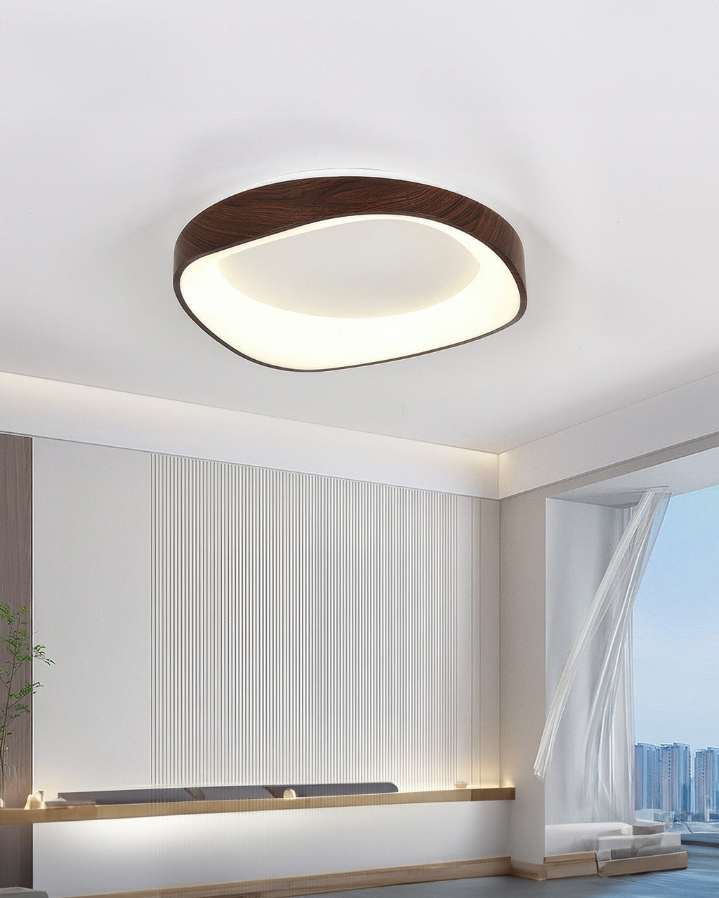 Solvren Nordic Wood Grain LED Ceiling Light For Living Rooms And Bedrooms