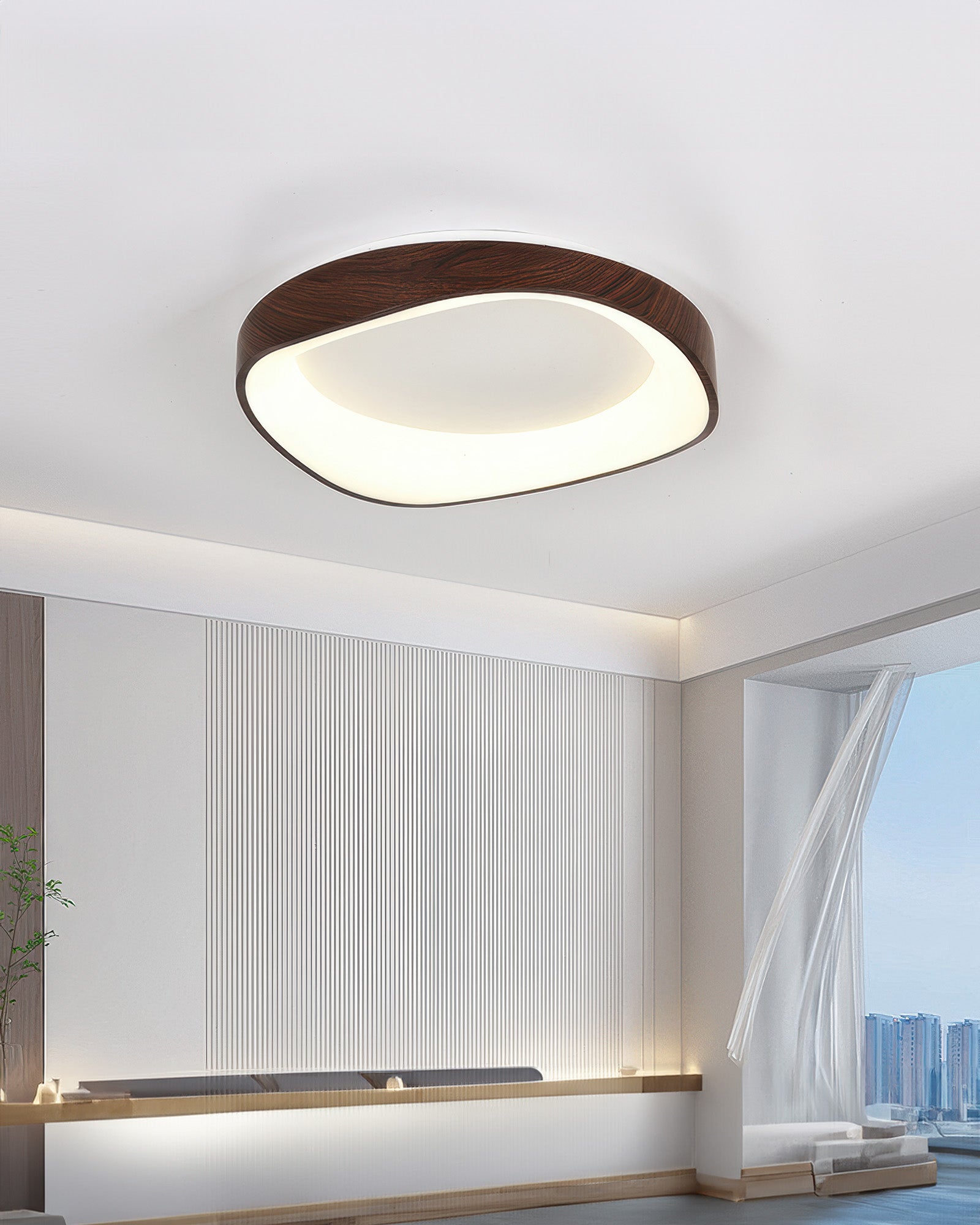 Solvren Nordic Wood Grain LED Ceiling Light For Living Rooms And Bedrooms