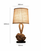 Lumenara Rustic Hemp Rope Table Lamp With Linen Shade And E27 Socket