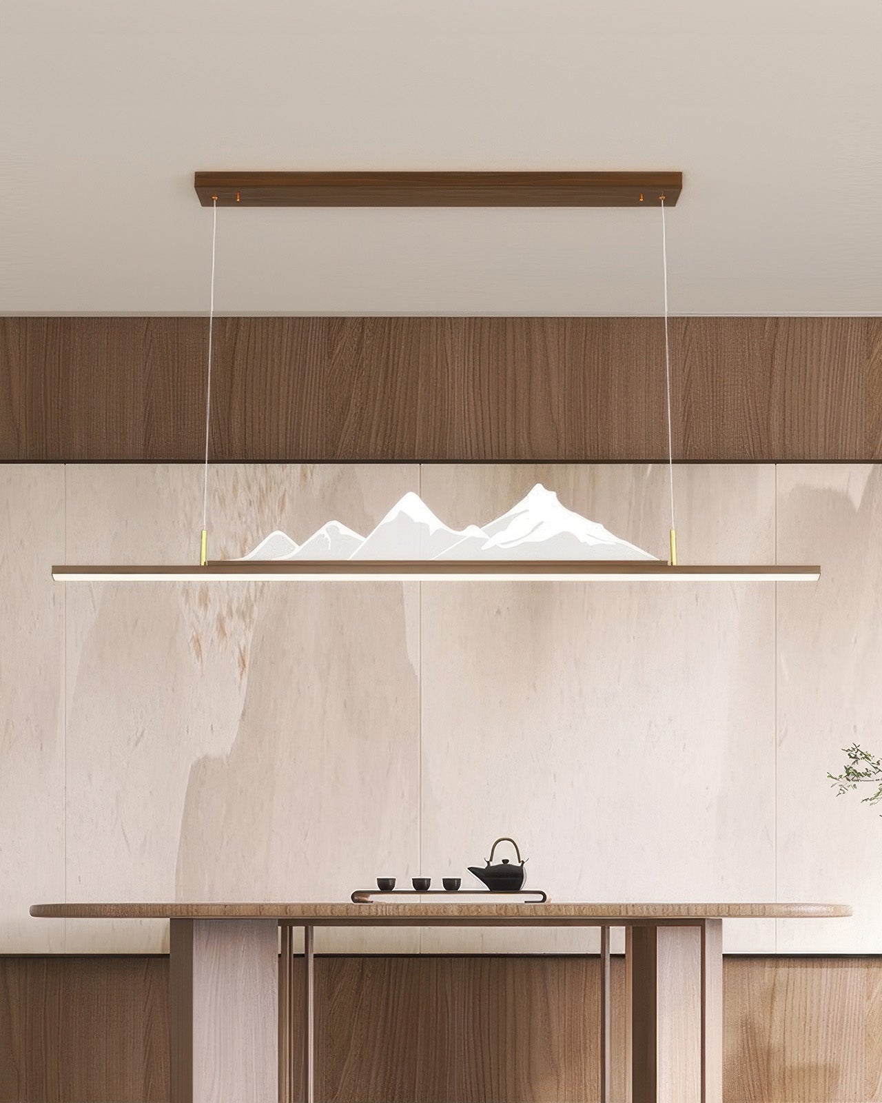 Kirei Zen Long Grain Wood Pendant Light in Japanese Style for Calm Interiors