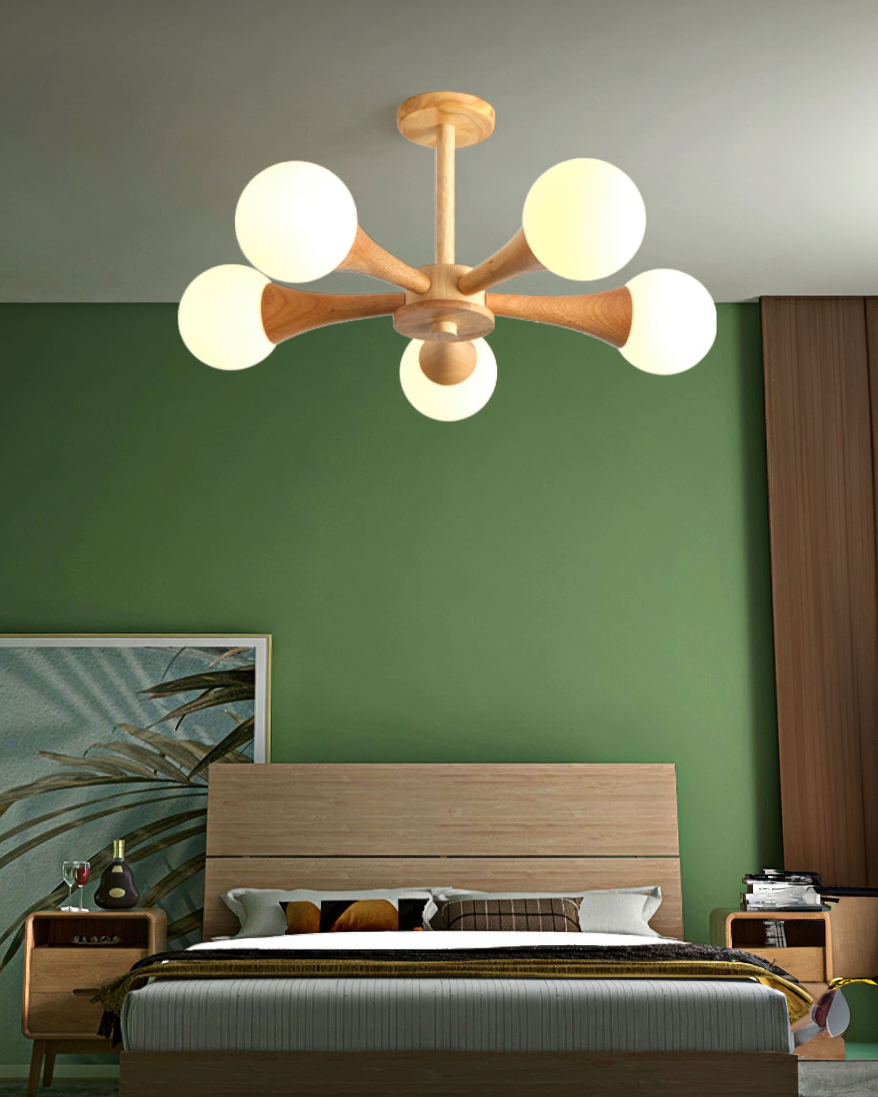 LumaHaven Nordic Walnut Minimalist Pendant Light With Adjustable Warm Glow
