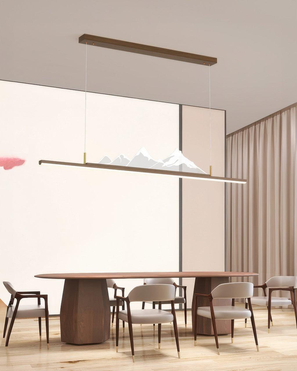 Kirei Zen Long Grain Wood Pendant Light in Japanese Style for Calm Interiors