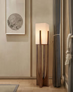 Kairo Seto Walnut Floor Lamp Japanese Inspired With Brass Accents Minimalist
