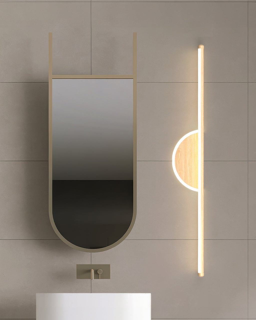 Sylva Arc Wood Wall Light With Soft Tube Glow For Ambient TV Backdrops