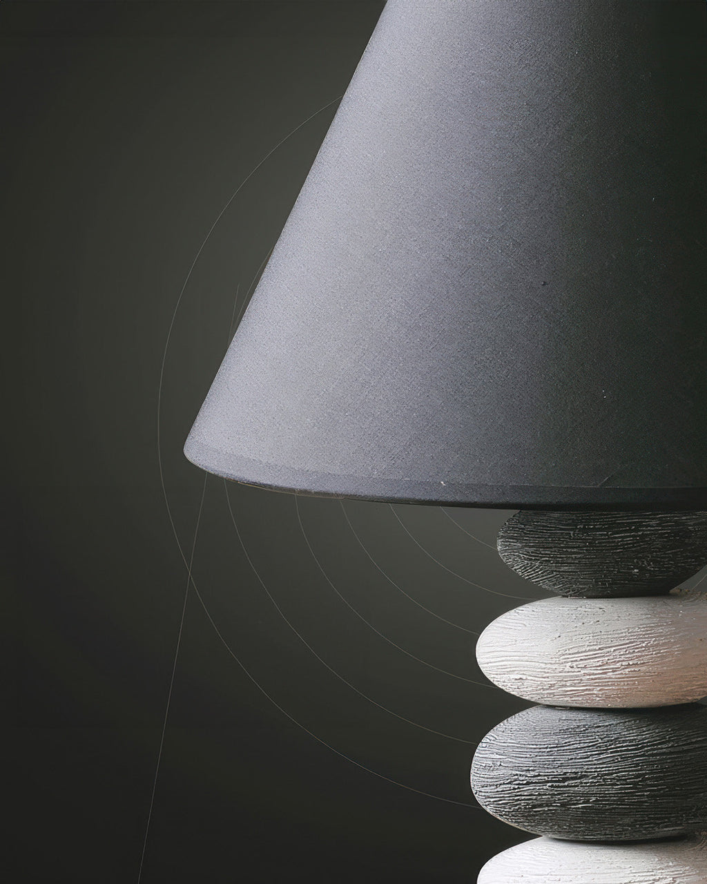 Liora Ambient Fabric Table Lamp With Stone Effect Ceramic Base And Soft Shade