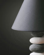 Liora Ambient Fabric Table Lamp With Stone Effect Ceramic Base And Soft Shade