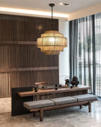 AuroraWeave Handwoven Rattan Chandelier With Hemp Rope Accents