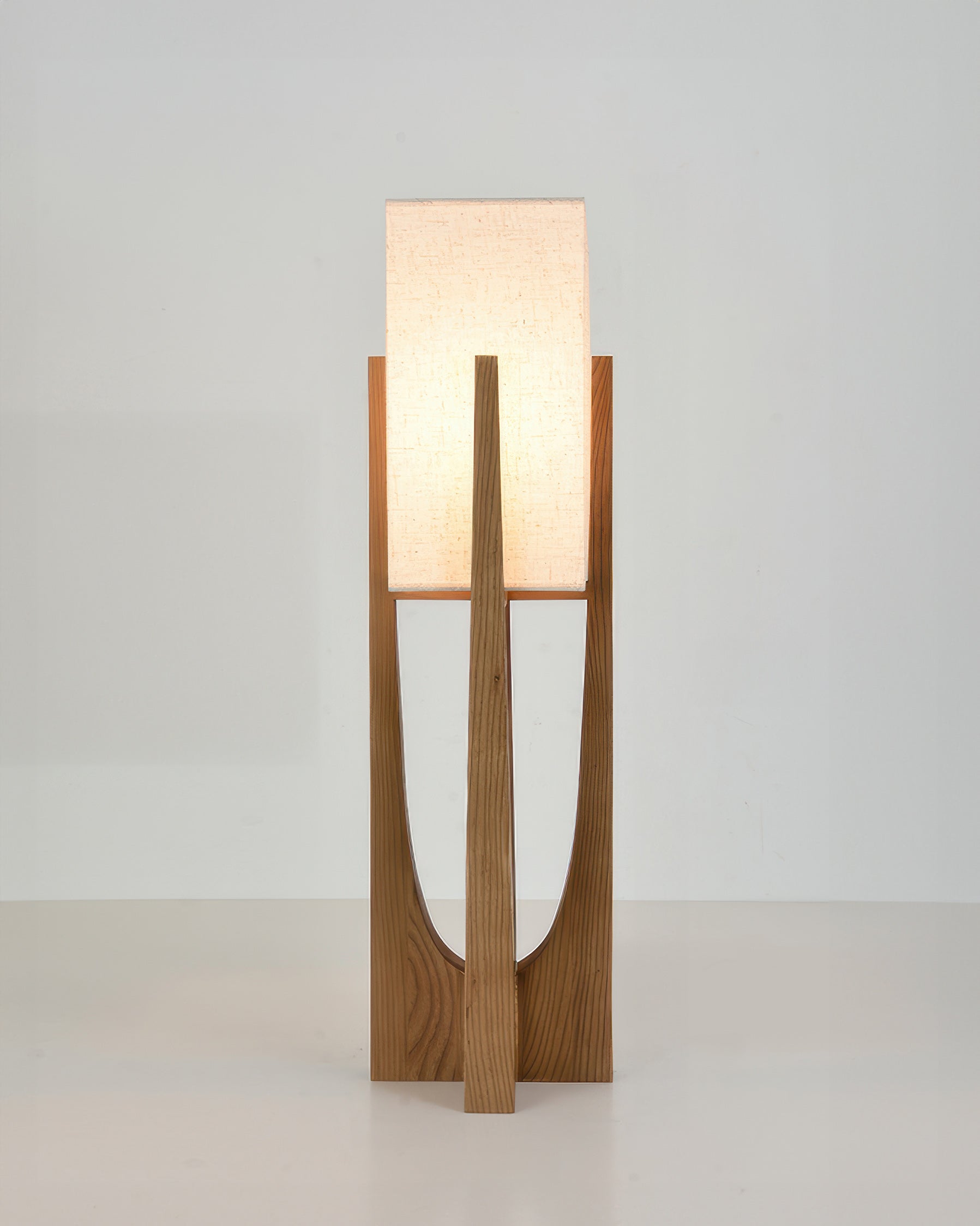 Kairo Seto Walnut Floor Lamp Japanese Inspired With Brass Accents Minimalist