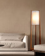 Lyra Grove Floor Lamp With Ash Wood And Needle Wire Cloth Minimal Zen Light