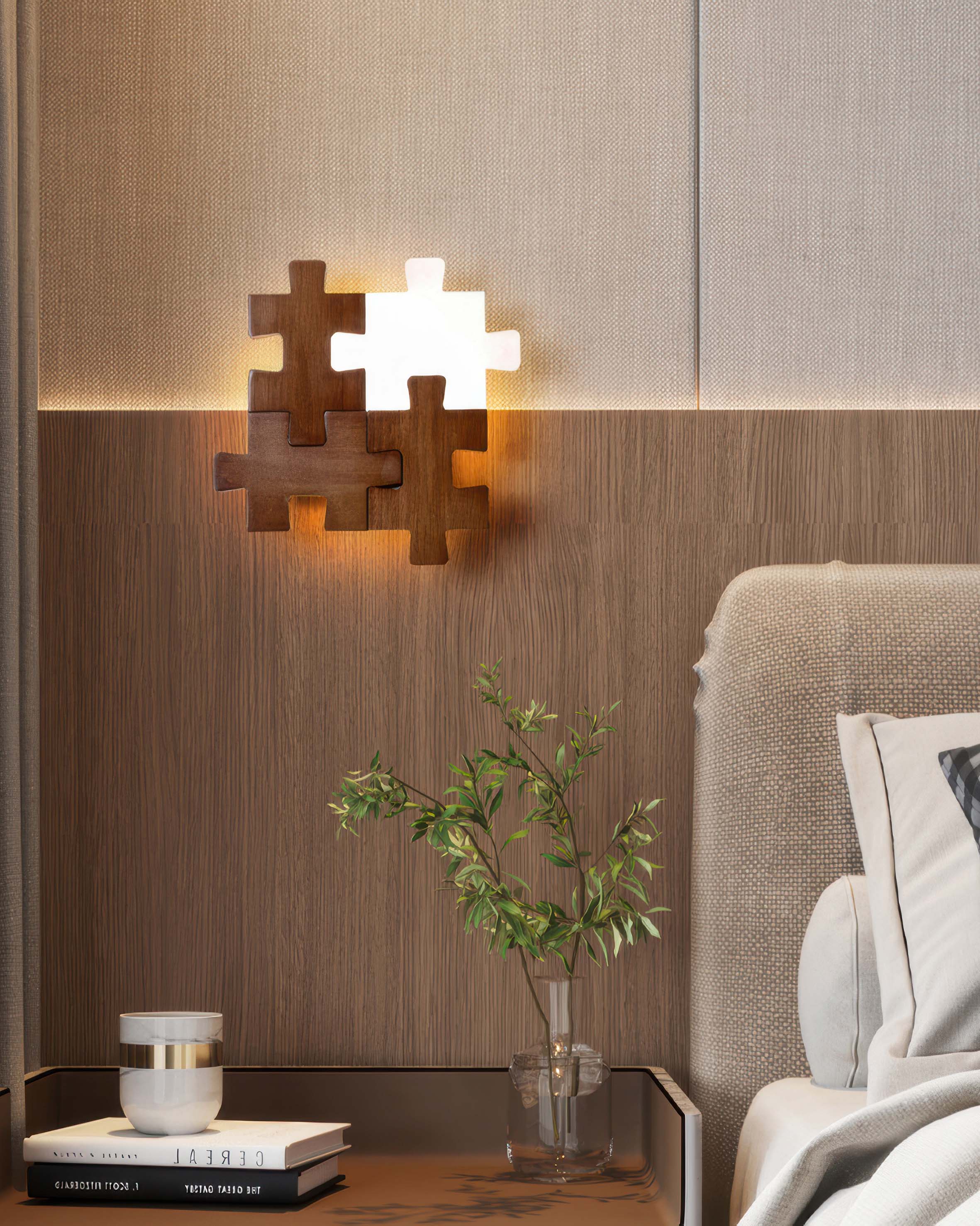 SylvaOak Wood Puzzle LED Wall Sconce Nordic Minimalist Style