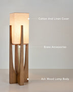 Kairo Seto Walnut Floor Lamp Japanese Inspired With Brass Accents Minimalist