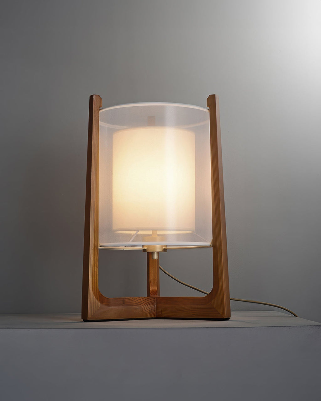 Lyra Grove Floor Lamp With Ash Wood And Needle Wire Cloth Minimal Zen Light