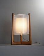Lyra Grove Floor Lamp With Ash Wood And Needle Wire Cloth Minimal Zen Light