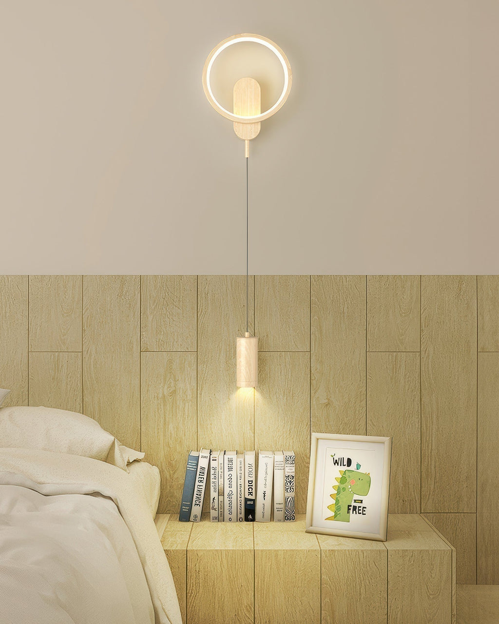 Kairoa Nordic Wood Grain Wall Lamp With Japanese Influence For Cozy Ambience