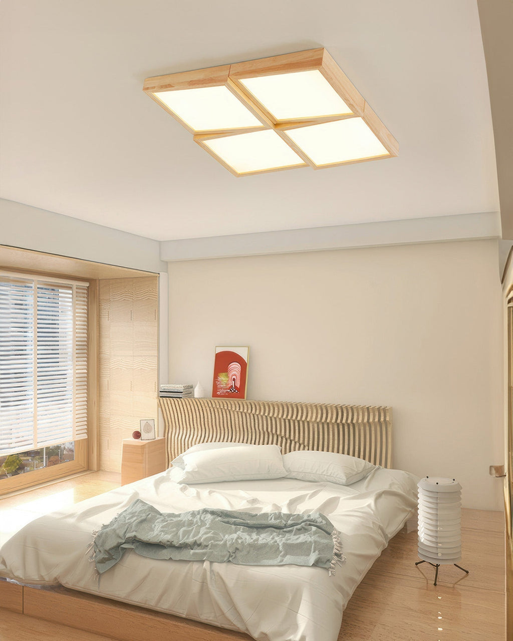 Aurea Walnut Ceiling Light With Natural Log Body And LED Fixture