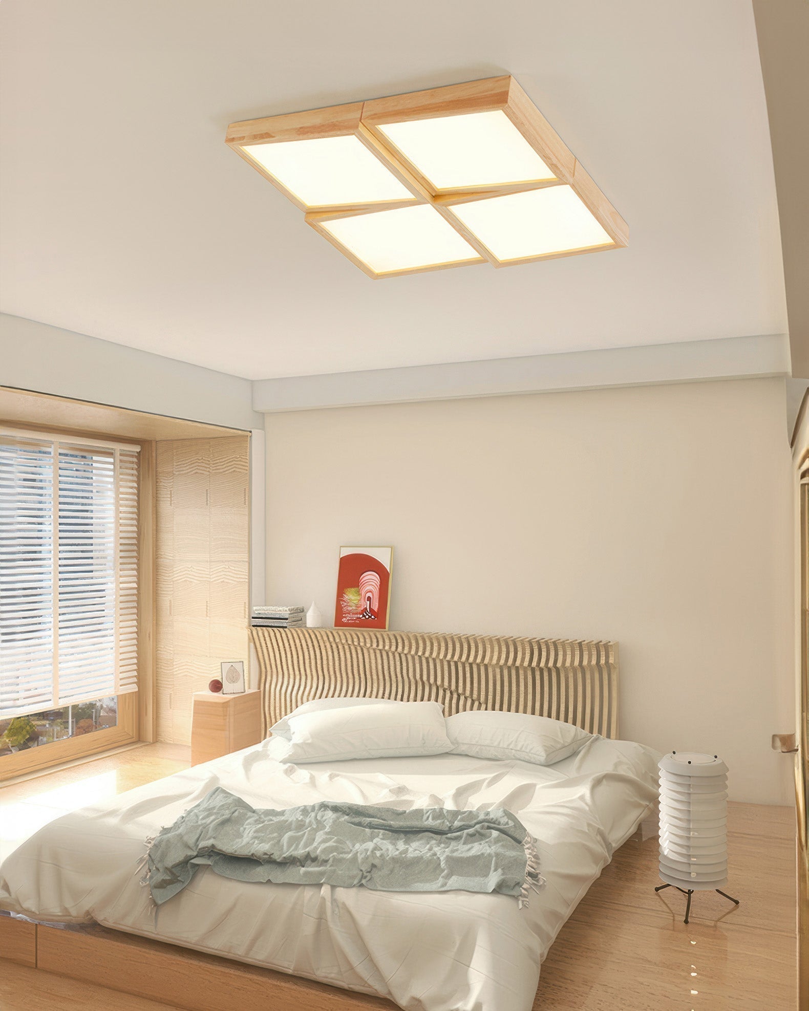Aurea Walnut Ceiling Light With Natural Log Body And LED Fixture