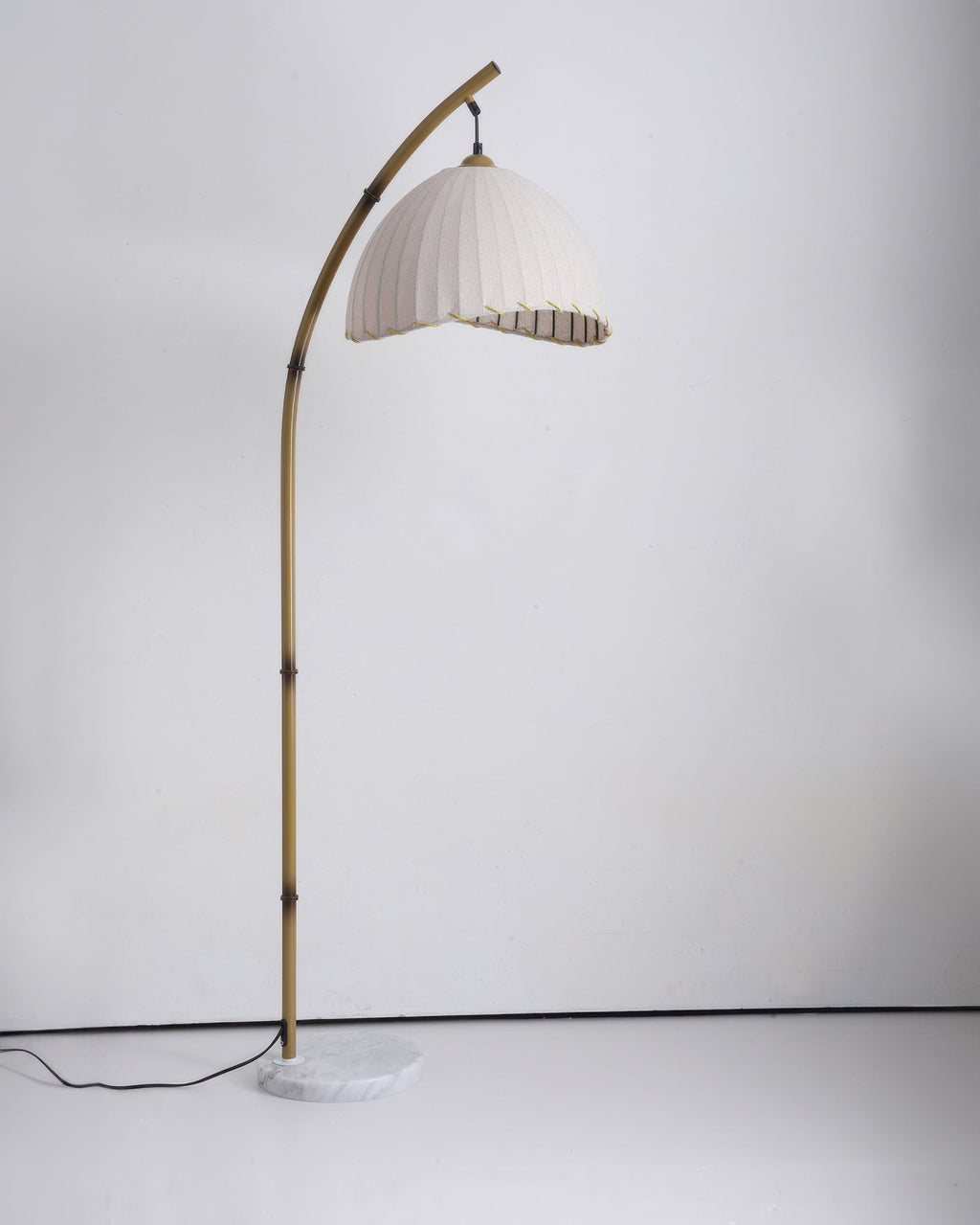 Lunara Bamboo Inspired Floor Lamp With Fabric Shade For Soft Ambient Glow