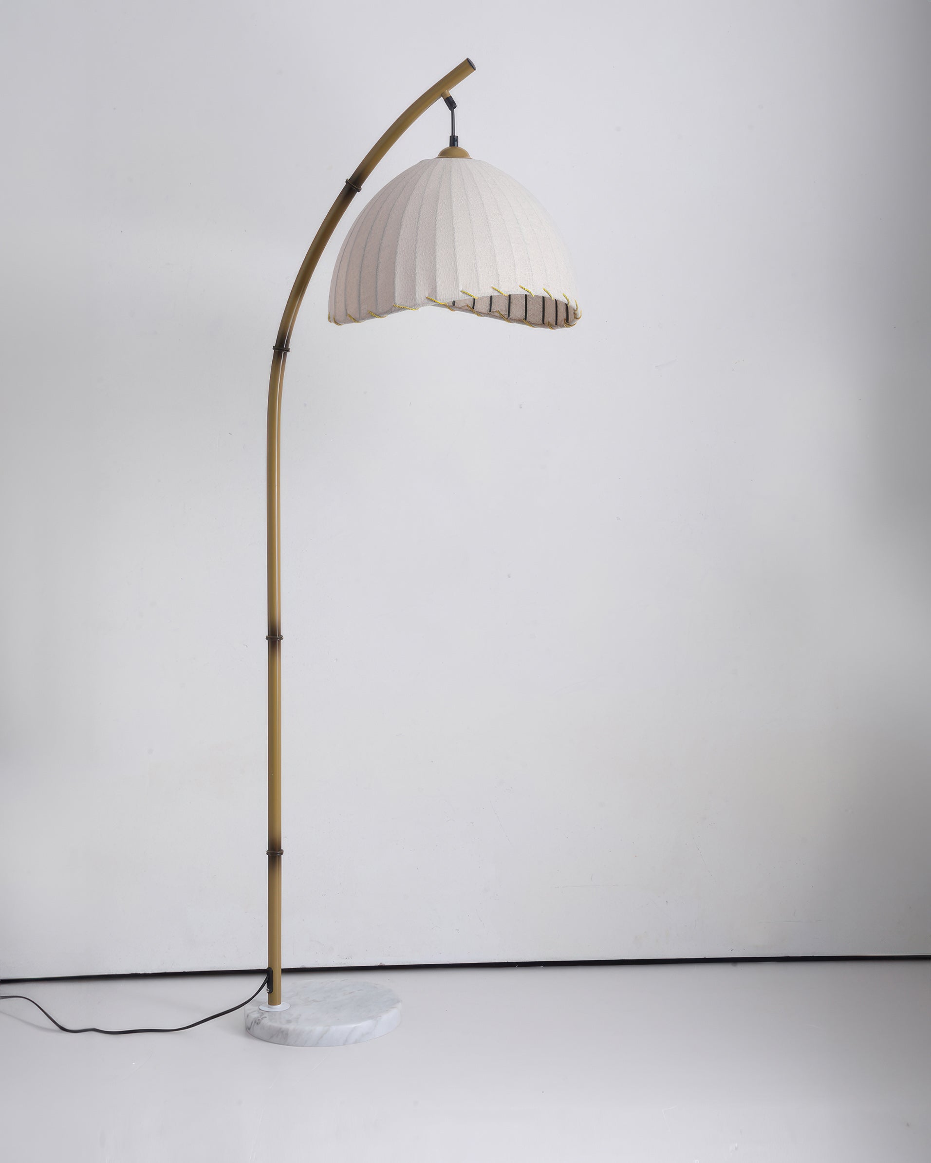 Lunara Bamboo Inspired Floor Lamp With Fabric Shade For Soft Ambient Glow