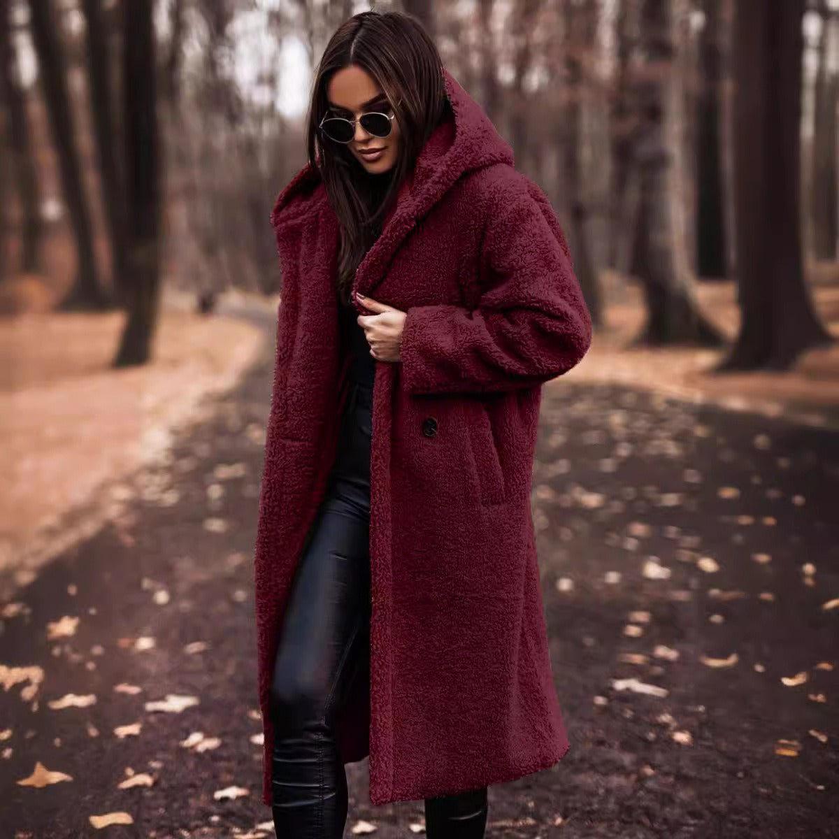 Luxury Wool Winter Coat | Hooded Full Length Burgundy Design | Svulp