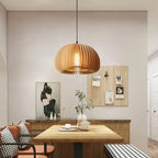 Covewood Harvest Pumpkin Wooden Pendant Light With Adjustable Height