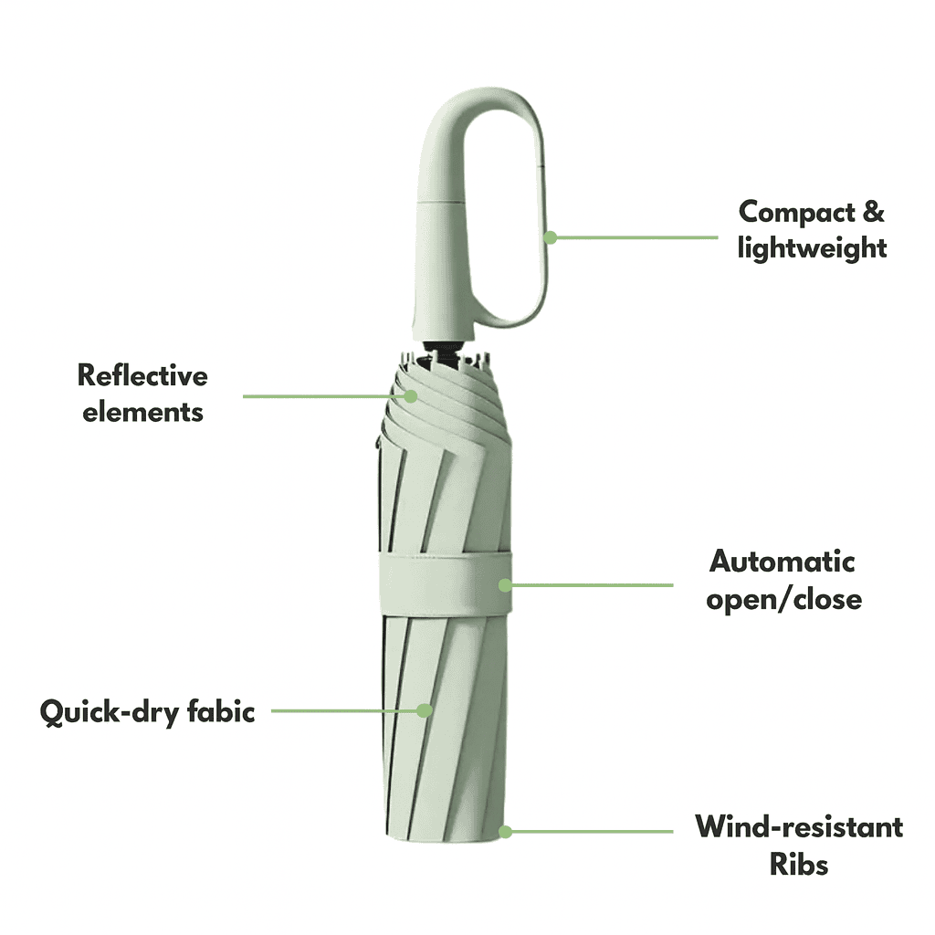 مظلة أوتوماتيكية مدمجة من إيروجارد مصممة لتحمل الرياح القوية