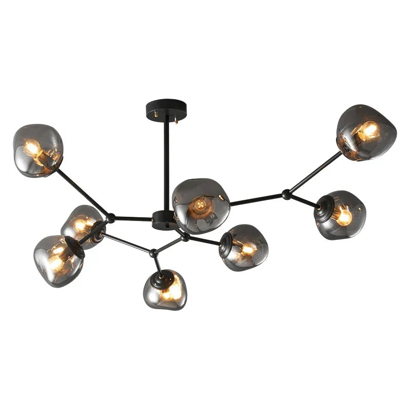 Minimalist Lava Glass Chandelier in Smoky Gray Finish