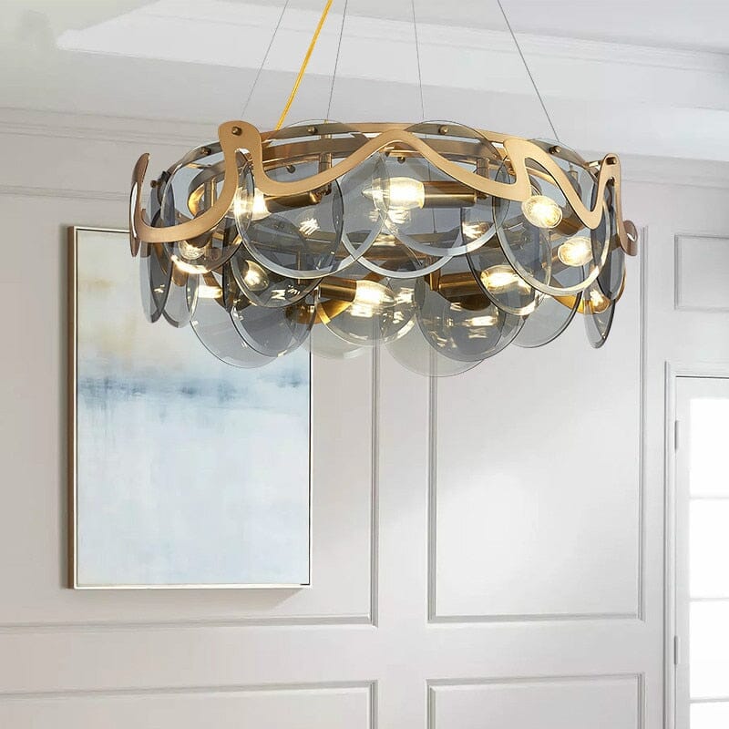 Cirrus Cloud Pendant Light with Gold Glass Lampshade