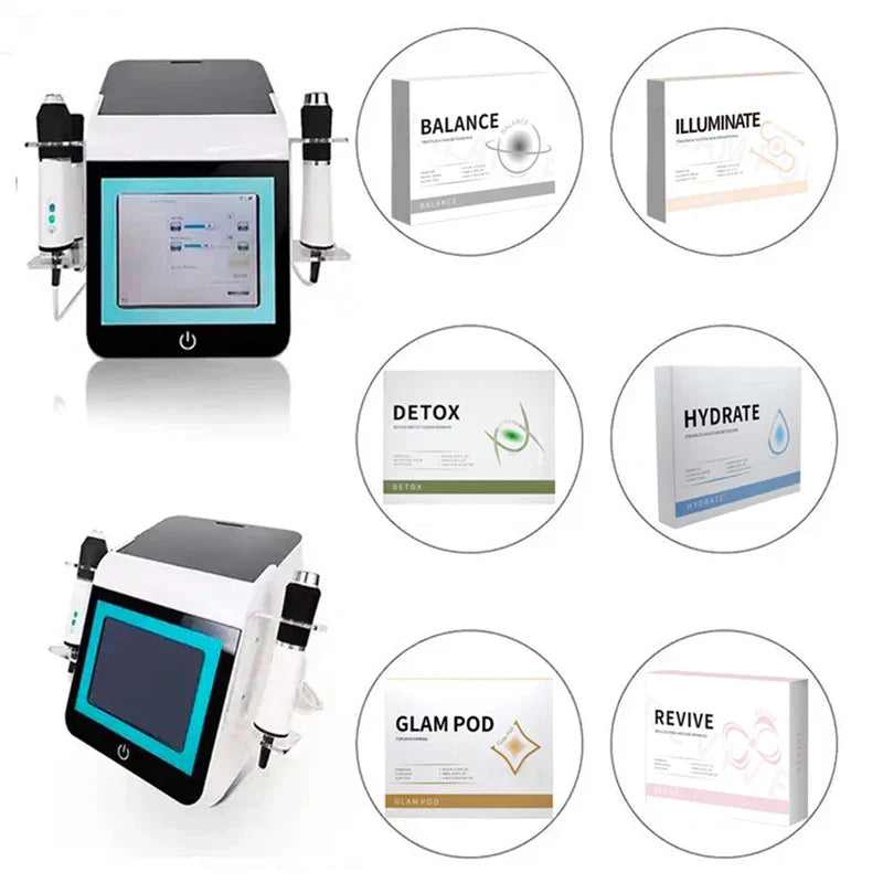 7 typer ansiktsmaskin med koldioxid- och syrebubblor för serum, gelé, massage, skrubbning och föryngring