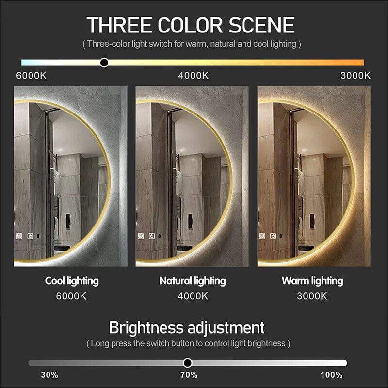 Alera kerek sminktükör beépített LED világítással