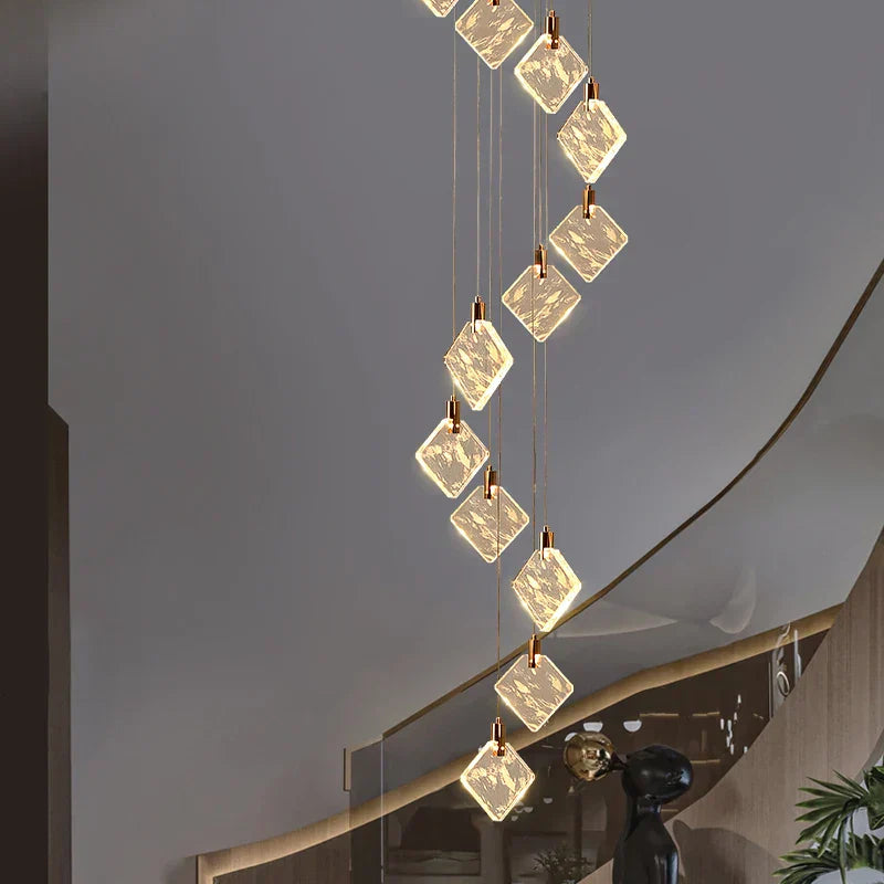 Aurelia Gold Drop LED-krystalllysekrone med glasskrystaller