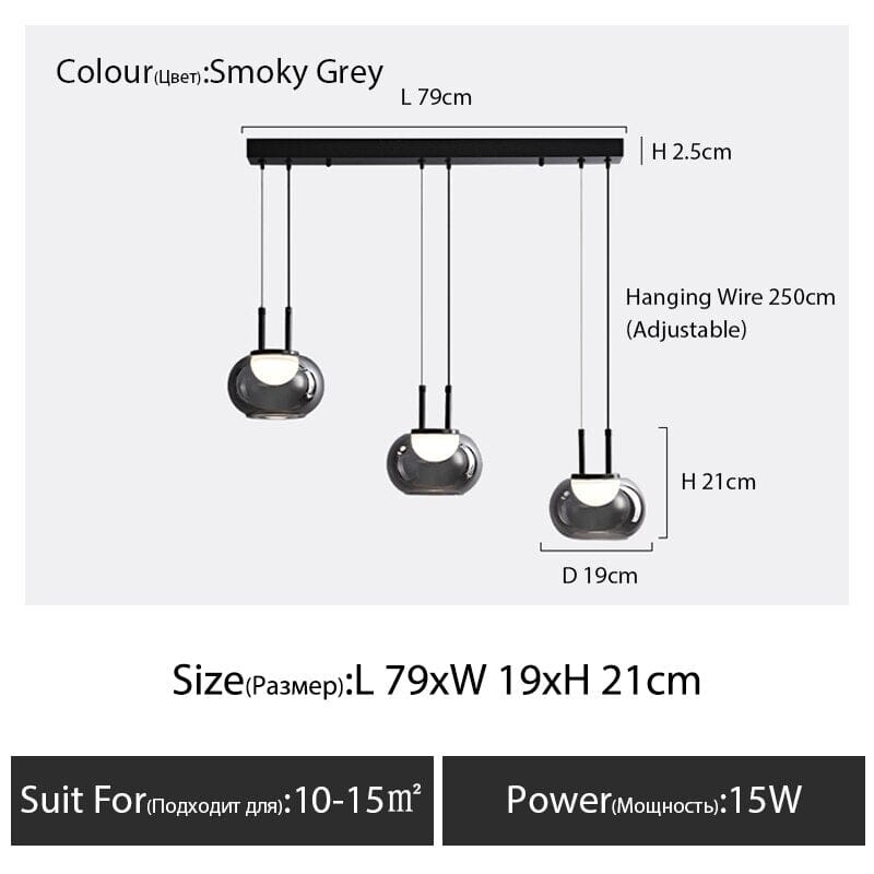 NordicLume Glass Pendant Lights Golden Hue Chandelier