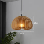 Covewood Harvest Pumpkin Wooden Pendant Light With Adjustable Height
