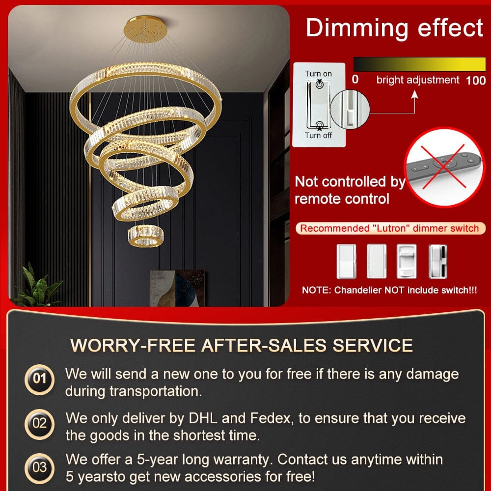 Aurora Crown Crystal Ring Chandelier With Adjustable Height