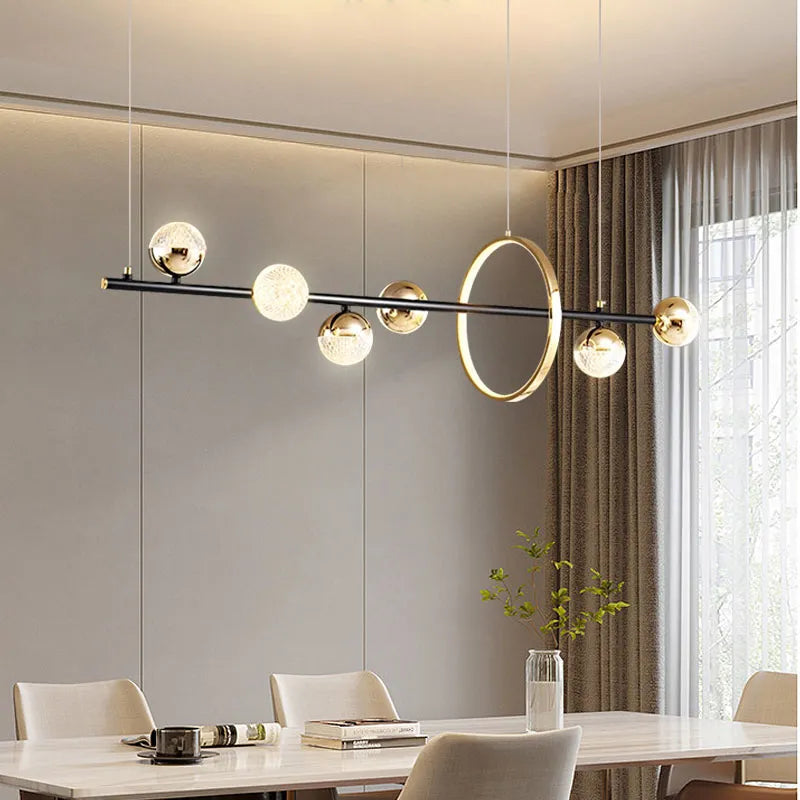 Solara Orb Chandelier in Black Gold Finish for Modern Homes