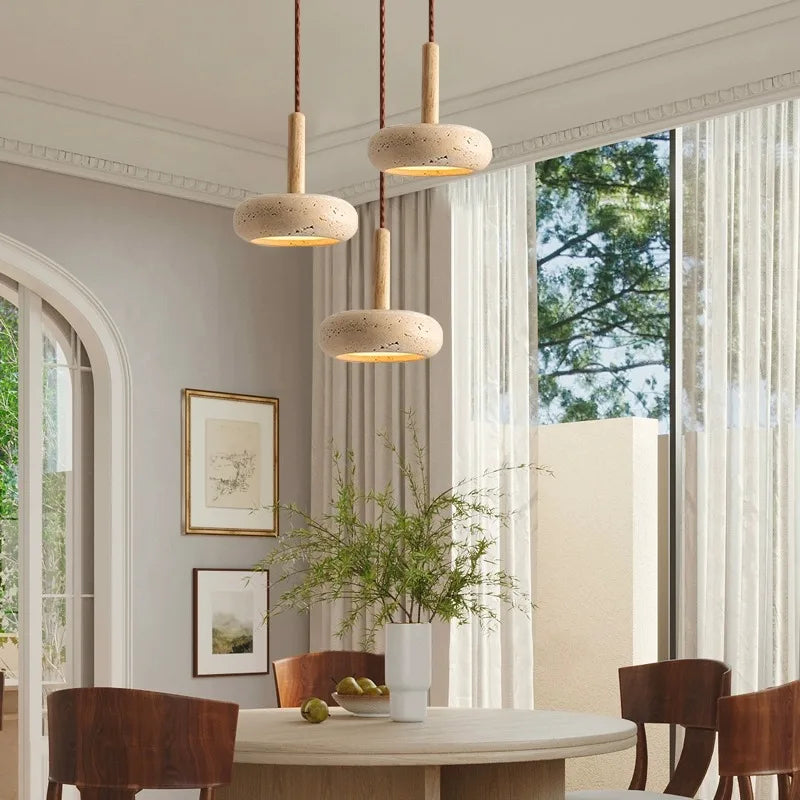 Lorrenna Japanese Stone Wood Chandelier With Moisture Resistant Finish