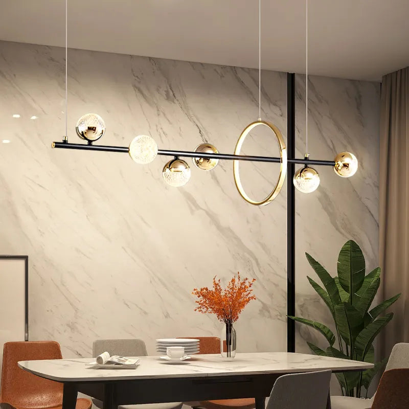 Solara Orb Chandelier in Black Gold Finish for Modern Homes