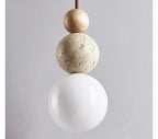 Solara Stone and Wood Pendant Lamp in Wabi-Sabi Style
