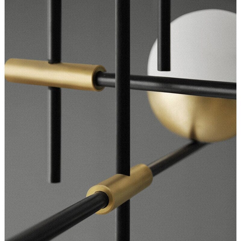 NebulaBean Orb Chandelier in Black Metal with Soft Glow