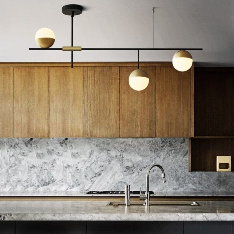 NebulaBean Orb Chandelier in Black Metal with Soft Glow