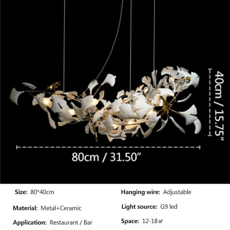 Aurelia Porcelain Leaves Pendant Light Adjustable Length