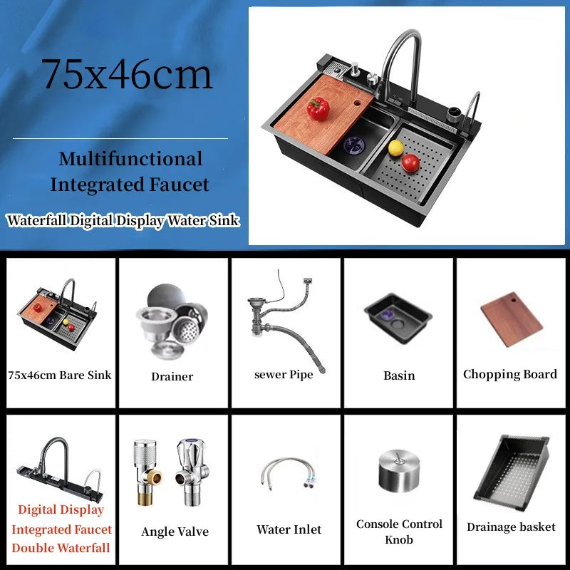 Torneira de Cozinha em Aço Inoxidável NovaFlow Premium com Cascata