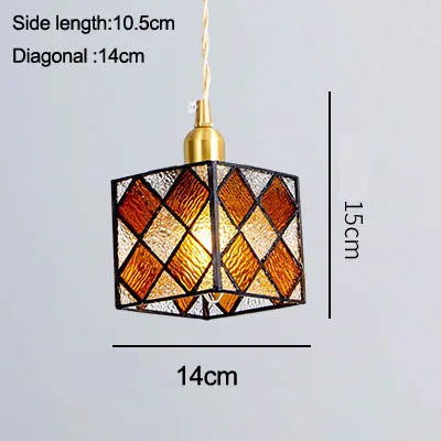 PrismCube Glass Pendant Light Hand-Painted Retro Style